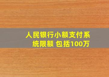 人民银行小额支付系统限额 包括100万